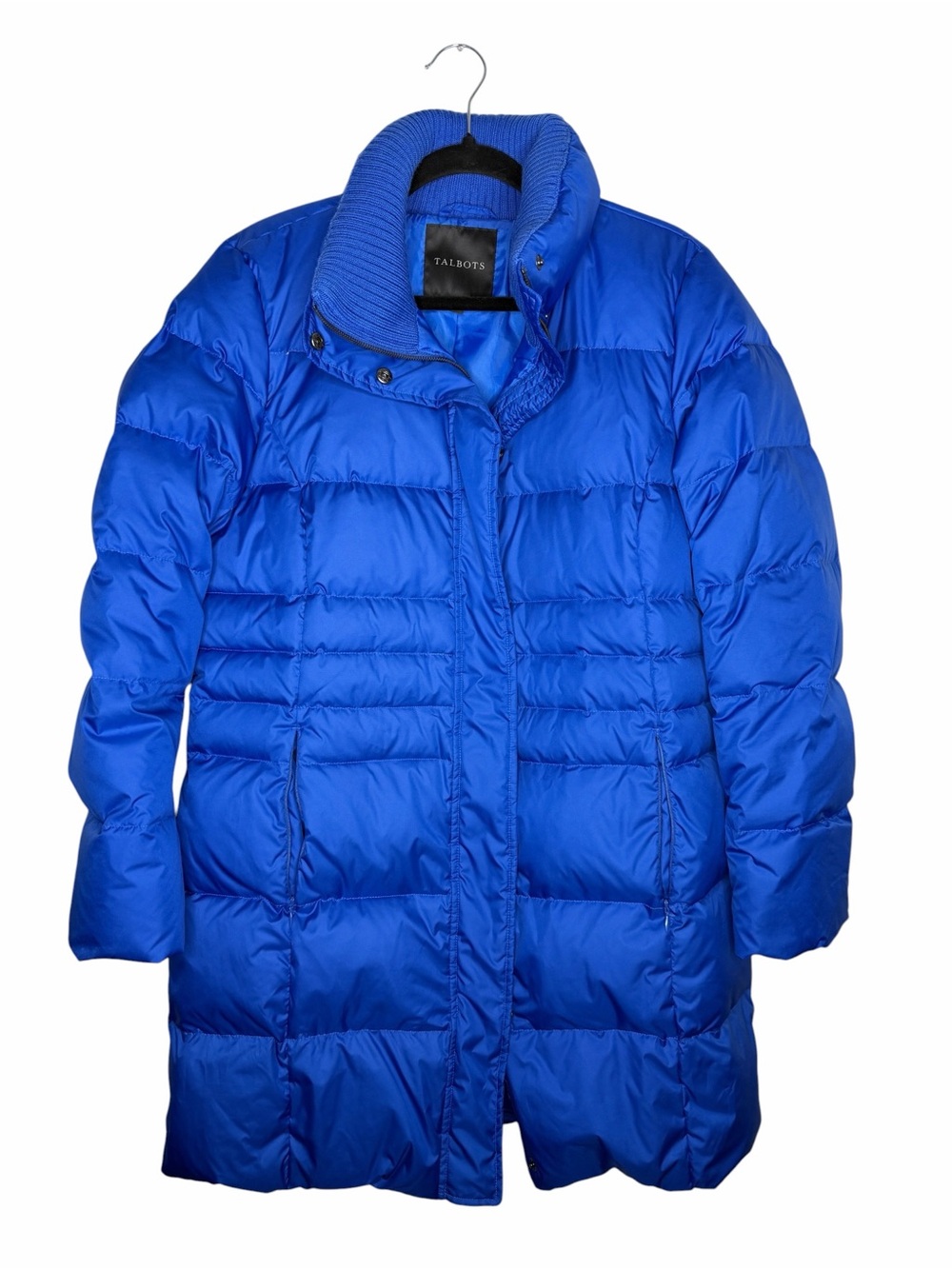 TALBOTS / cobalt blue long line duck down puffer parka winter coat / L